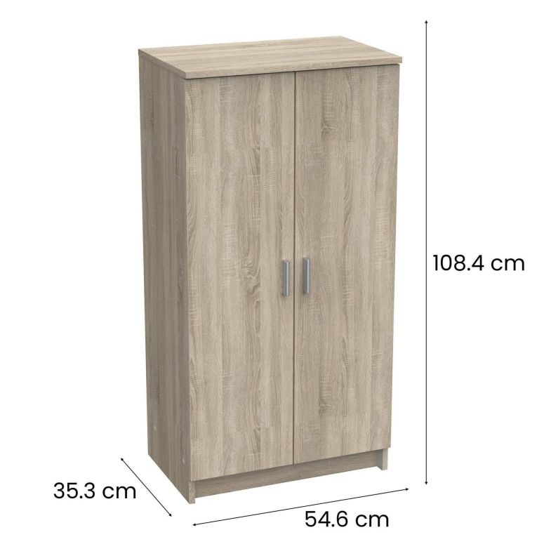 Scarpiera Alcudia, Mobile multifunzionale, Mobiletto scarpiera, Guardaroba porta scarpe, 55x36h108 cm, Rovere