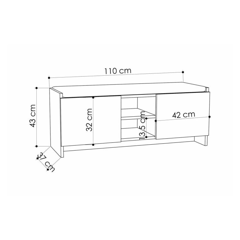 Scarpiera Algedi, Porta scarpe salvaspazio , Armadio da ingresso multiuso, Mobile per calzature, 110x37h43 cm, Antracite e Rovere