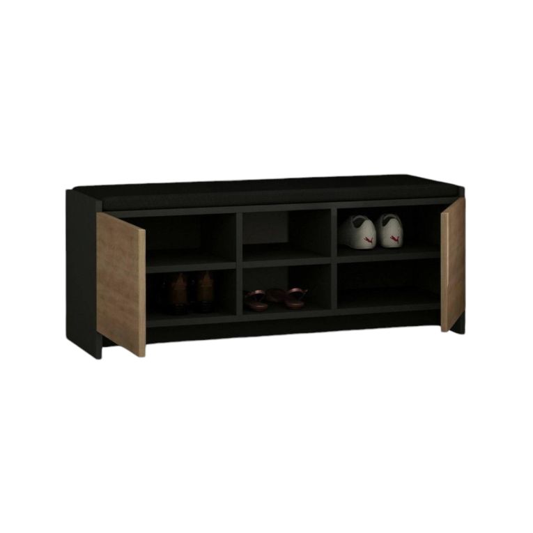 Scarpiera Algedi, Porta scarpe salvaspazio , Armadio da ingresso multiuso, Mobile per calzature, 110x37h43 cm, Antracite e Rovere