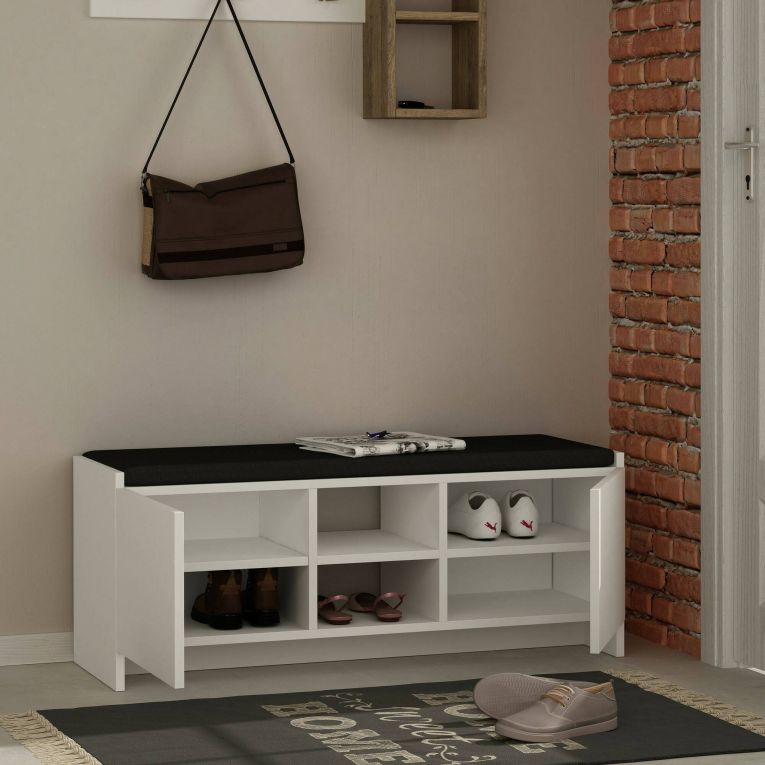 Scarpiera Algedi, Porta scarpe salvaspazio , Armadio da ingresso multiuso, Mobile per calzature, 110x37h43 cm, Bianco