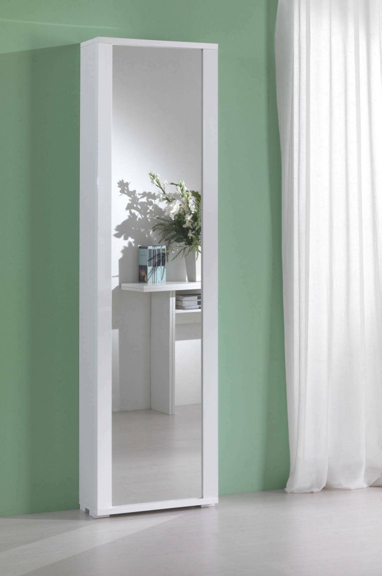 Scarpiera alta bianca 50x182h cm anta a specchio - Asiago