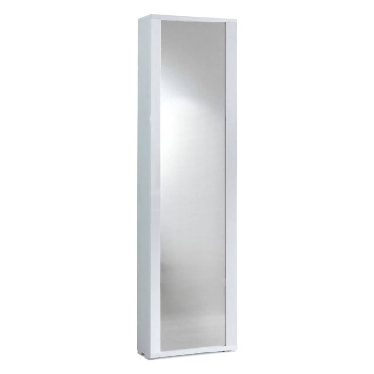 Scarpiera alta bianca 50x182h cm anta a specchio - Asiago
