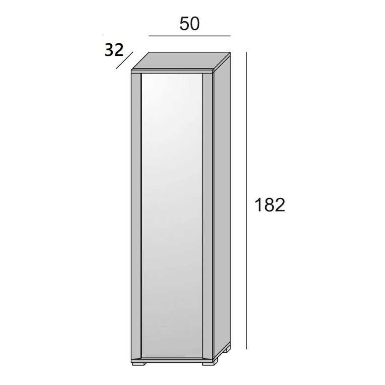 Scarpiera alta bianca e cemento 50x182h cm con specchio - Asiago