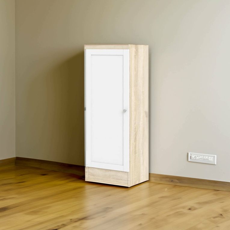 Scarpiera Amarante, Porta scarpe salvaspazio, Scarpiera da ingresso, Armadio scarpiera con anta, 41x28 h107 cm, Quercia e Bianco