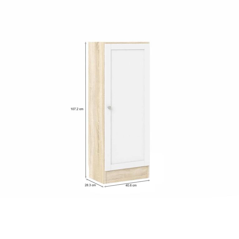 Scarpiera Amarante, Porta scarpe salvaspazio, Scarpiera da ingresso, Armadio scarpiera con anta, 41x28 h107 cm, Quercia e Bianco