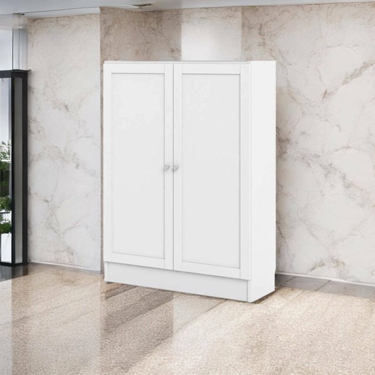 Scarpiera Ambre, Porta scarpe salvaspazio, Scarpiera da ingresso, Armadio scarpiera con anta, 79x28 h107 cm, Bianco