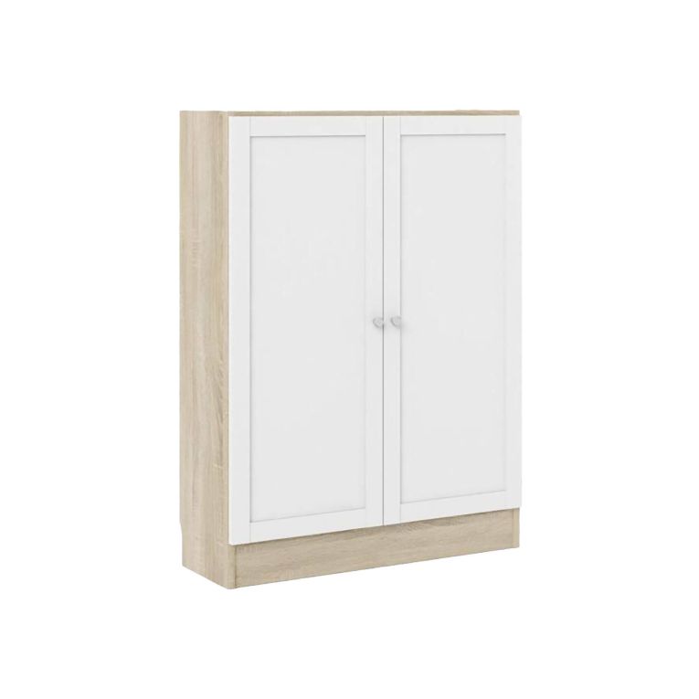 Scarpiera Ambre, Porta scarpe salvaspazio, Scarpiera da ingresso, Armadio scarpiera con anta, 79x28 h107 cm, Quercia e Bianco