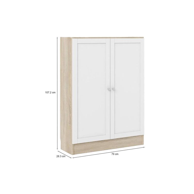 Scarpiera Ambre, Porta scarpe salvaspazio, Scarpiera da ingresso, Armadio scarpiera con anta, 79x28 h107 cm, Quercia e Bianco
