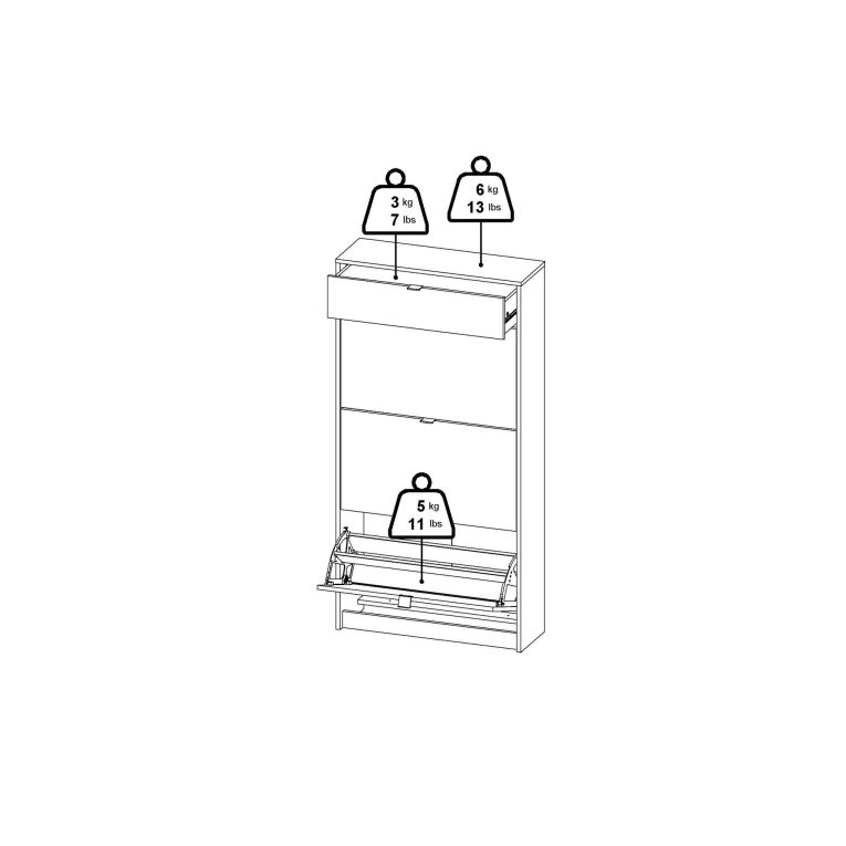 Scarpiera Apolline, Mobile portascarpe, Armadio da ingresso multiuso, Mobiletto per calzature, 24x70 h140 cm, Nero