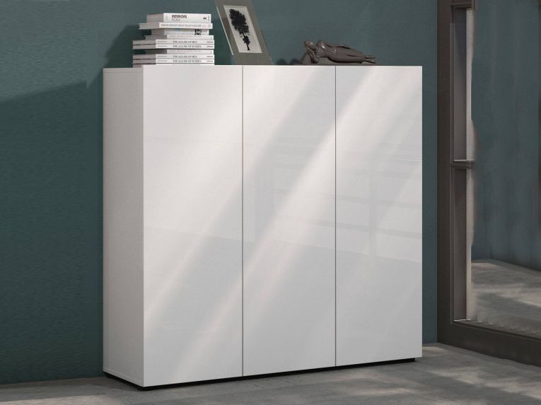 Scarpiera basic 3 ante bianca lucida 120x115h cm - Alcazar