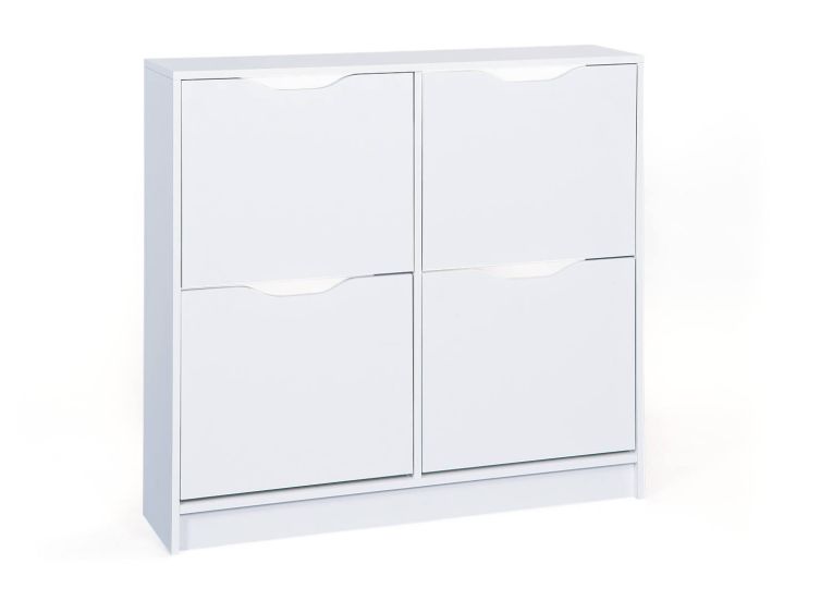 Scarpiera Beckum, Mobile portascarpe, Armadio da ingresso multiuso, Mobiletto per calzature, 90x100 h25 cm, Bianco