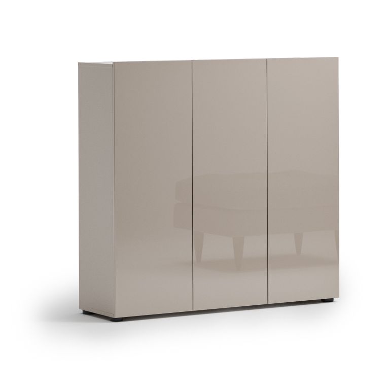 Scarpiera Beige Cashmere 24 Paia 10 Ripiani 120x34x115h cm, 3 Ante Made in Italy - Sotto