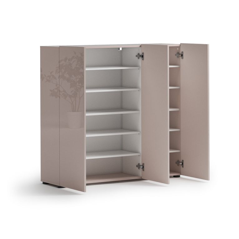 Scarpiera Beige Cashmere 24 Paia 10 Ripiani 120x34x115h cm, 3 Ante Made in Italy - Sotto
