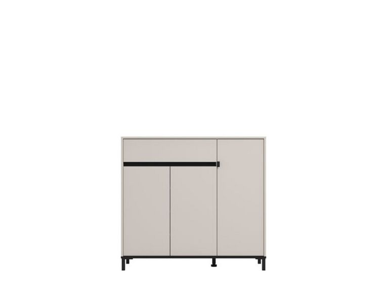 Scarpiera Beige Nero un Cassetto 6 Ripiani 118.5x40x109.5h cm, 3 Ante - Orotelli