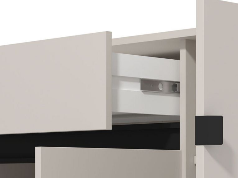 Scarpiera Beige Nero un Cassetto 6 Ripiani 118.5x40x109.5h cm, 3 Ante - Orotelli