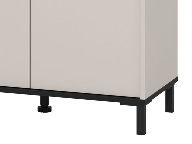 Scarpiera Beige Nero un Cassetto 6 Ripiani 118.5x40x109.5h cm, 3 Ante - Orotelli