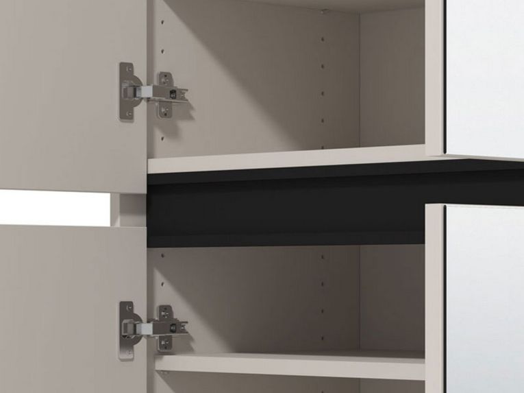 Scarpiera Beige Rovere Nodi Nero 9 Ripiani con Specchio 80x40x205.5h cm, 4 Ante - Scansano