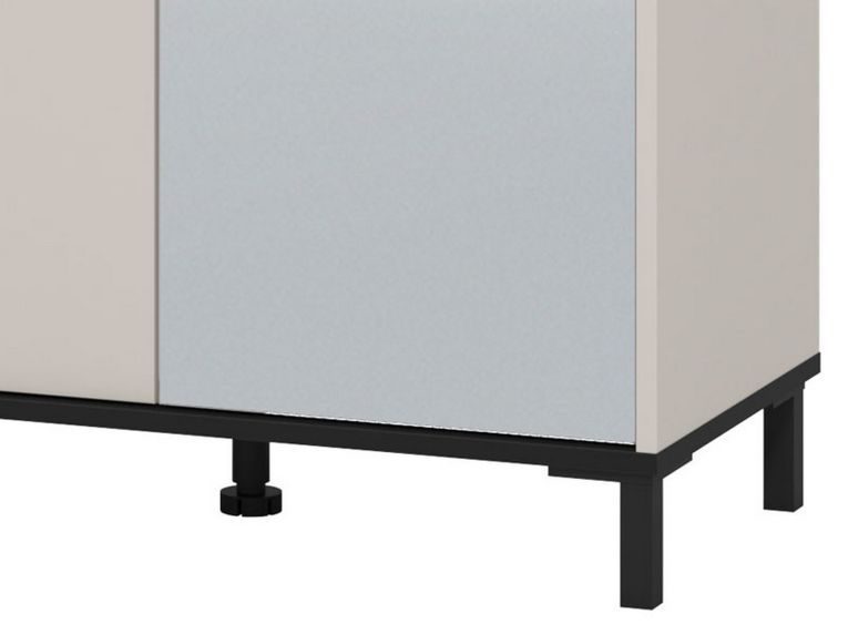 Scarpiera Beige Rovere Nodi Nero 9 Ripiani con Specchio 80x40x205.5h cm, 4 Ante - Scansano