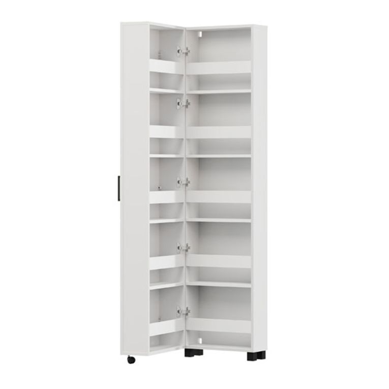 Scarpiera Bianco 10 Ripiani Un'anta 46x33x185h cm, Ante con Doppia Capienza, Apertura con Ruote - Visby