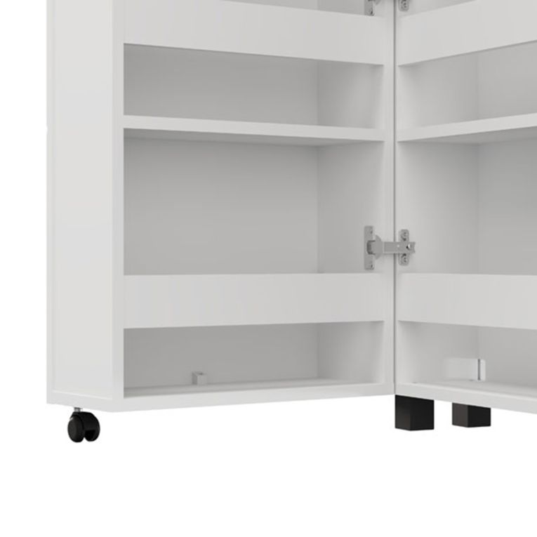 Scarpiera Bianco 10 Ripiani Un'anta 46x33x185h cm, Ante con Doppia Capienza, Apertura con Ruote - Visby