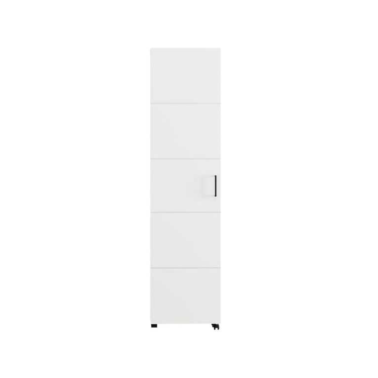 Scarpiera Bianco 10 Ripiani Un'anta 46x33x185h cm, Ante con Doppia Capienza, Apertura con Ruote - Visby