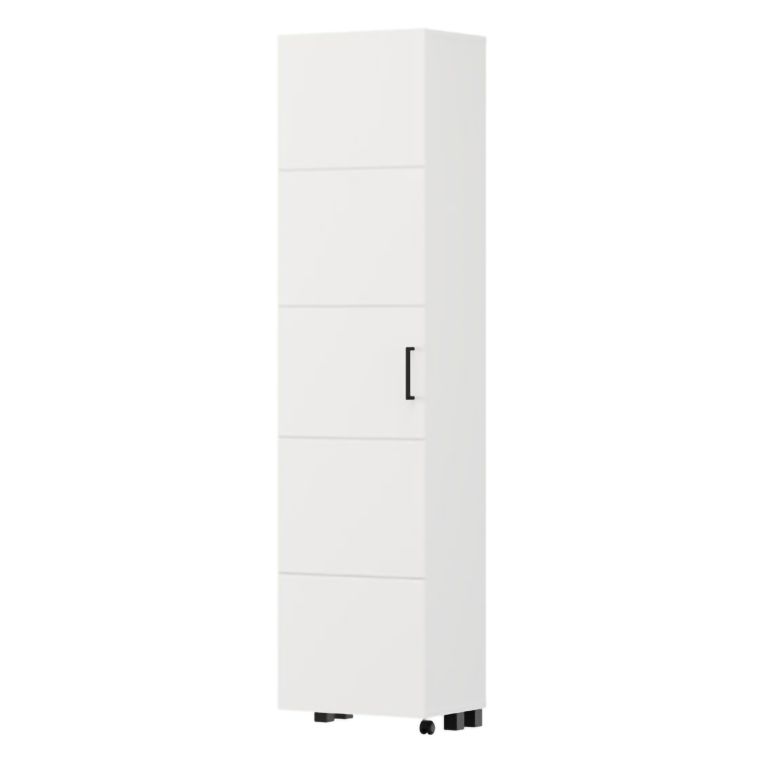 Scarpiera Bianco 10 Ripiani Un'anta 46x33x185h cm, Ante con Doppia Capienza, Apertura con Ruote - Visby