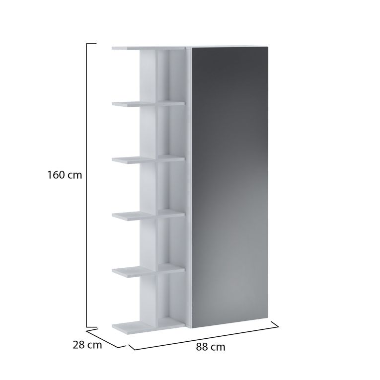 Scarpiera Bianco 14 Ripiani 17 Vani 88x28x160h cm, Un'anta - Pero