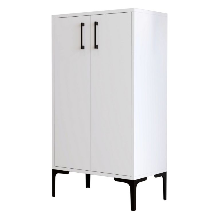 Scarpiera Bianco 4 Ripiani 8 Paia 60x35x111h cm, 2 Ante - Cavalieri