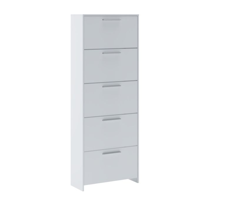 Scarpiera Bianco 5 Ripiani 10 Vani 69x28x187h cm, 5 Ante - Ghisalba