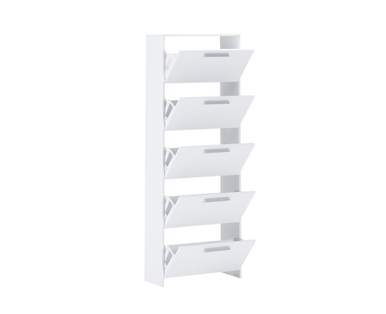 Scarpiera Bianco 5 Ripiani 10 Vani 69x28x187h cm, 5 Ante - Ghisalba