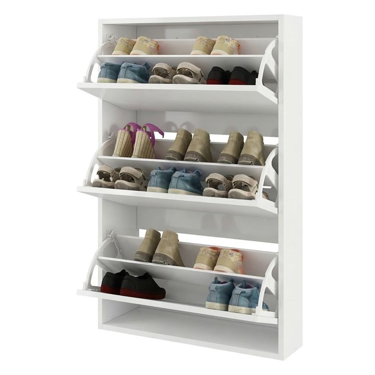 Scarpiera Bianco 6 Ripiani 18 Paia 70x25x109h cm, 3 Ante - Irgoli