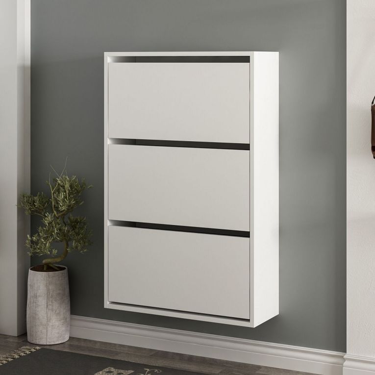 Scarpiera Bianco 6 Ripiani 18 Paia 70x25x109h cm, 3 Ante - Irgoli