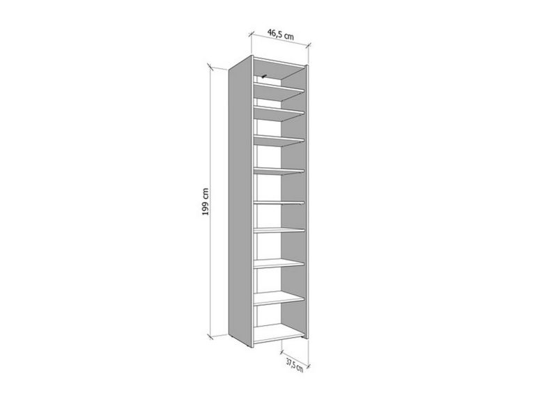 Scarpiera Bianco 8 Ripiani 2 Ante 46.5x37.5x199h cm, con Specchio - Scido