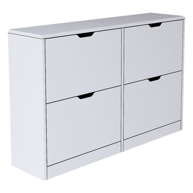 Scarpiera Bianco 8 Ripiani 24 Paia 121x30x79h cm, 4 Ante - Greccio
