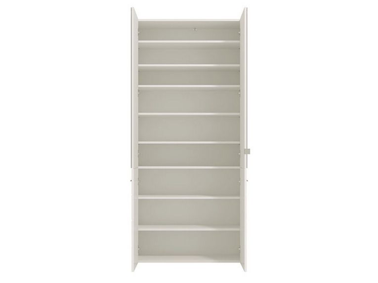 Scarpiera Bianco 8 Ripiani 4 Ante 89.5x37.5x199h cm, con Specchio - Trabia