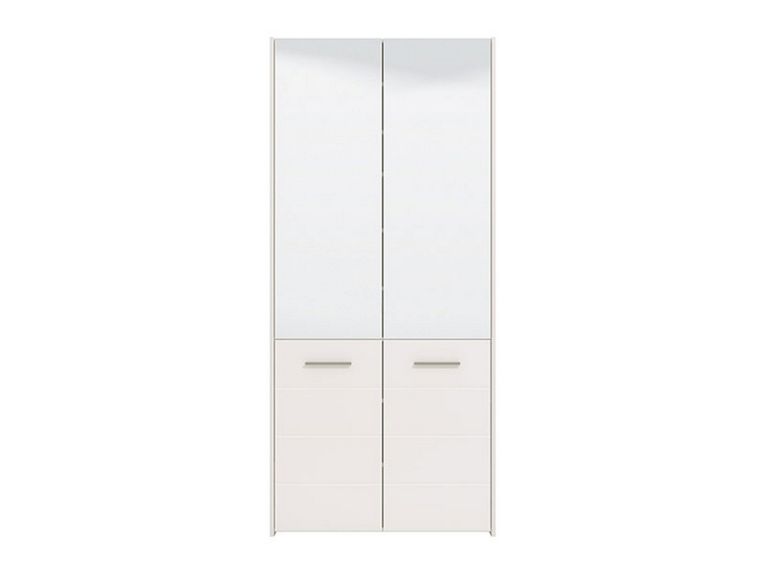Scarpiera Bianco 8 Ripiani 4 Ante 89.5x37.5x199h cm, con Specchio - Trabia