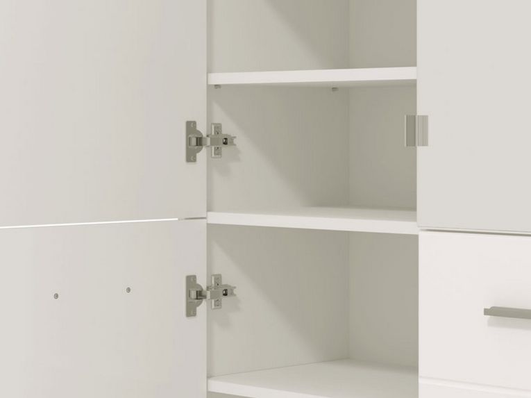 Scarpiera Bianco 8 Ripiani 4 Ante 89.5x37.5x199h cm, con Specchio - Trabia