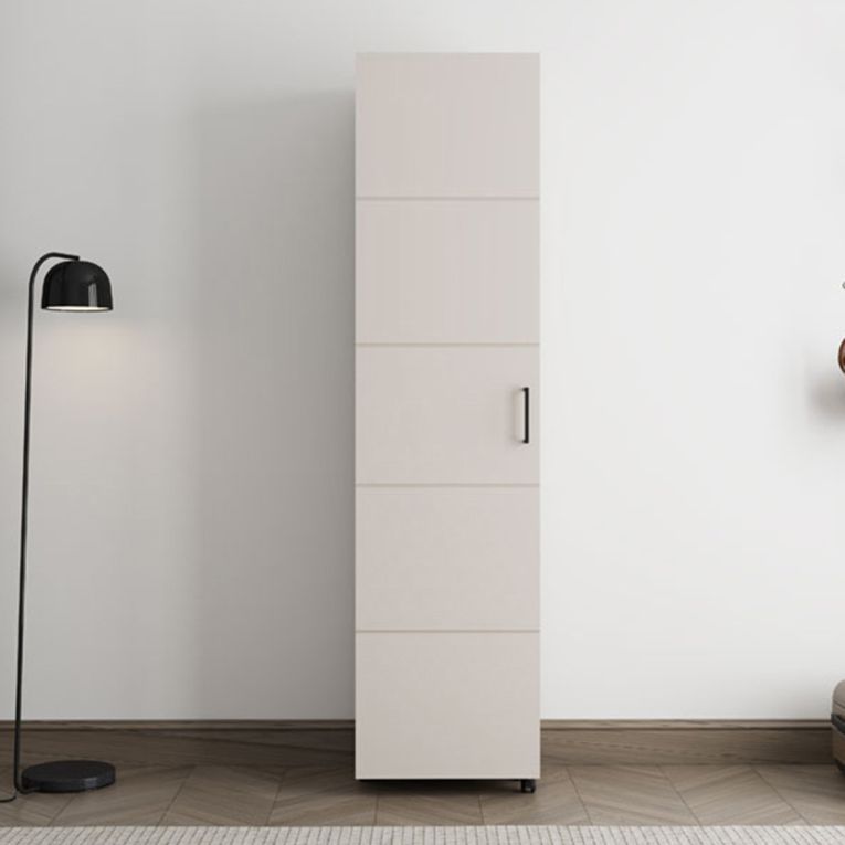 Scarpiera Bianco Crema 10 Ripiani Un'anta 46x33x185h cm, Ante con Doppia Capienza, Apertura con Ruote - Visby