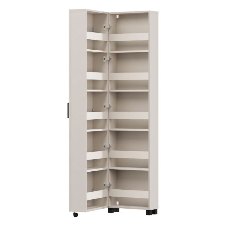 Scarpiera Bianco Crema 10 Ripiani Un'anta 46x33x185h cm, Ante con Doppia Capienza, Apertura con Ruote - Visby