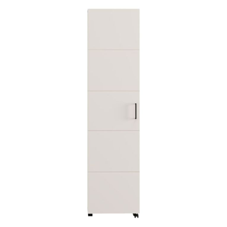 Scarpiera Bianco Crema 10 Ripiani Un'anta 46x33x185h cm, Ante con Doppia Capienza, Apertura con Ruote - Visby