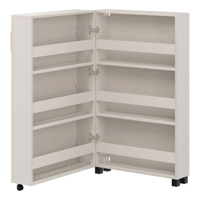 Scarpiera Bianco Crema 6 Ripiani Un'anta 68x33x113h cm, Ante con Doppia Capienza, Apertura con Ruote - Porvoo