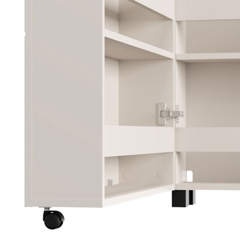 Scarpiera Bianco Crema 6 Ripiani Un'anta 68x33x113h cm, Ante con Doppia Capienza, Apertura con Ruote - Porvoo