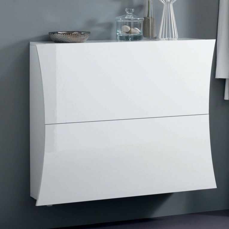 Scarpiera Bianco Lucido 16 Paia 2 Ante 101x27x82h cm, 4 Vani - Kronos
