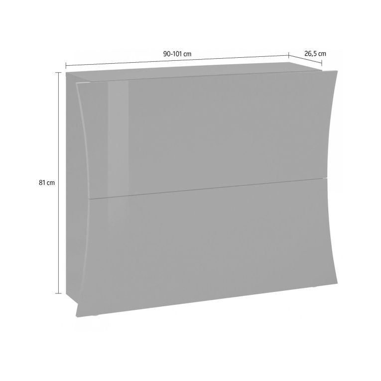 Scarpiera Bianco Lucido 16 Paia 2 Ante 101x27x82h cm, 4 Vani - Kronos