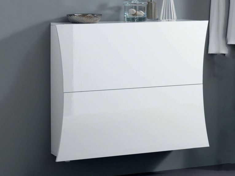 Scarpiera Bianco Lucido 16 Paia 2 Ante 101x27x82h cm, 4 Vani - Kronos