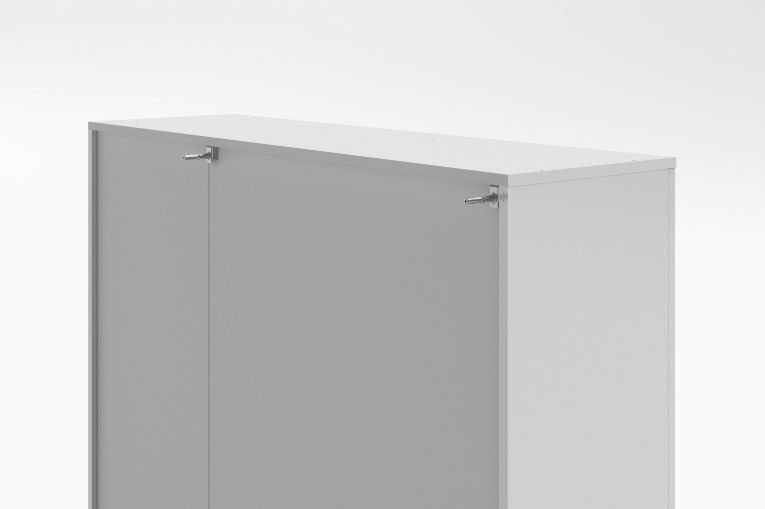 Scarpiera Bianco Lucido 2 Cassetti 8 Ripiani 120x35x178h cm, 28 Paia - Rotondo