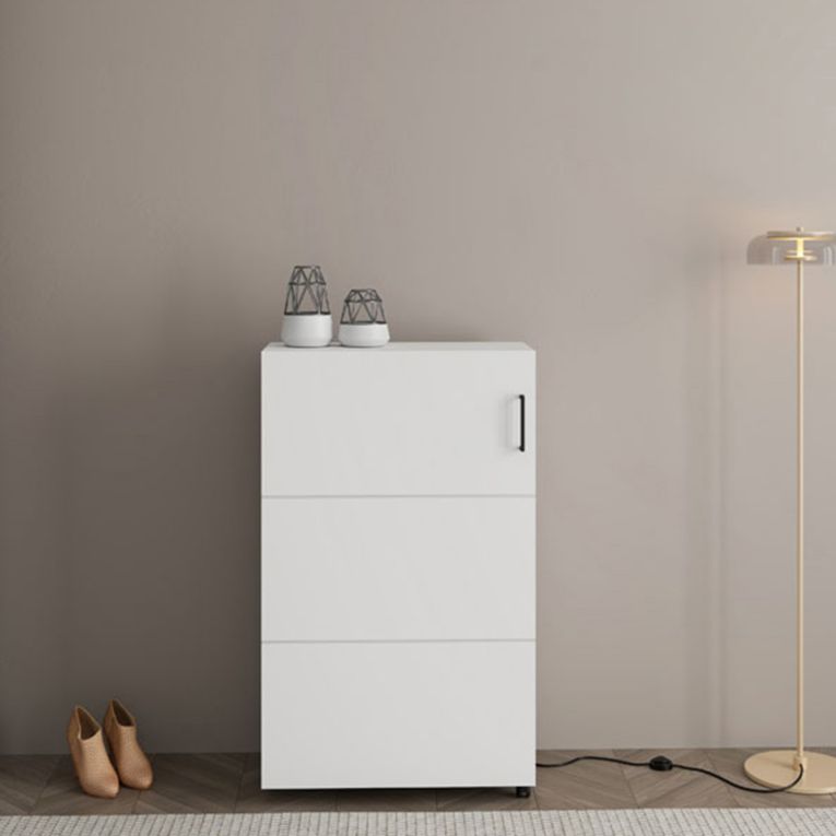 Scarpiera Bianco Opaco Nero 6 Ripiani Un'anta 68x33x113h cm, Ante con Doppia Capienza, Apertura con Ruote - Porvoo
