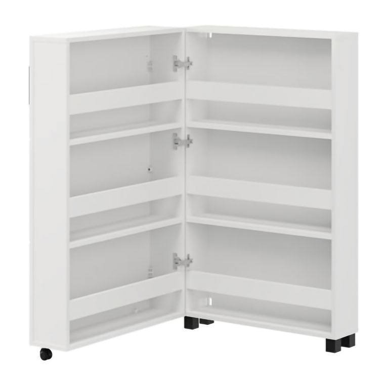 Scarpiera Bianco Opaco Nero 6 Ripiani Un'anta 68x33x113h cm, Ante con Doppia Capienza, Apertura con Ruote - Porvoo