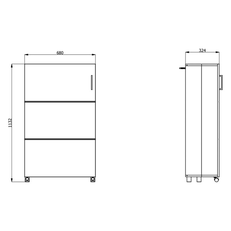 Scarpiera Bianco Opaco Nero 6 Ripiani Un'anta 68x33x113h cm, Ante con Doppia Capienza, Apertura con Ruote - Porvoo