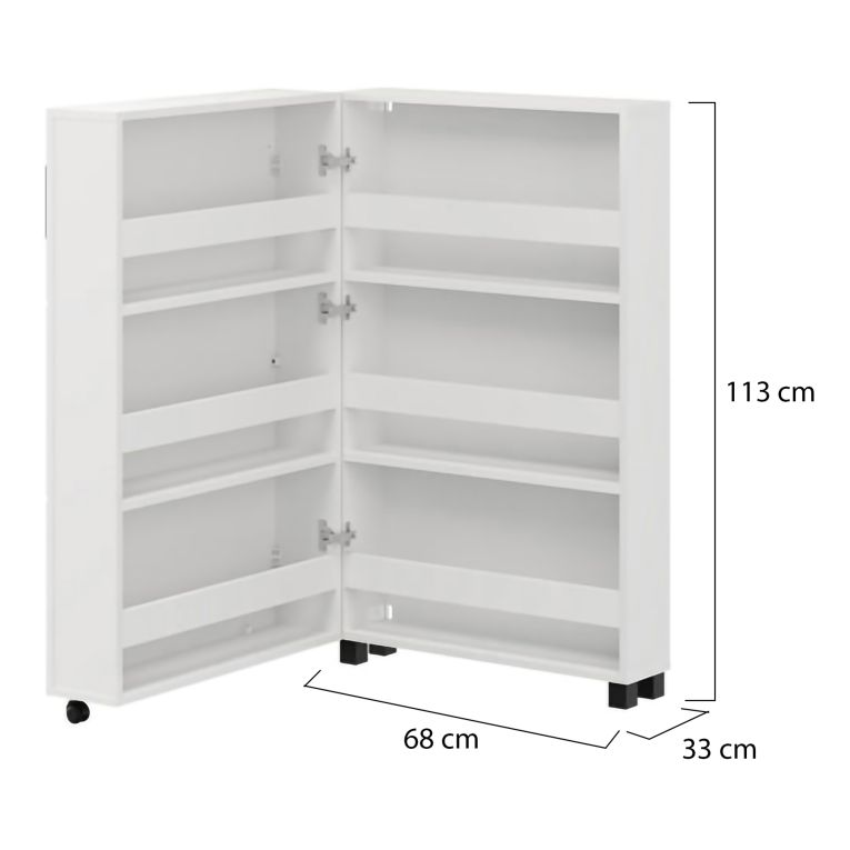 Scarpiera Bianco Opaco Nero 6 Ripiani Un'anta 68x33x113h cm, Ante con Doppia Capienza, Apertura con Ruote - Porvoo